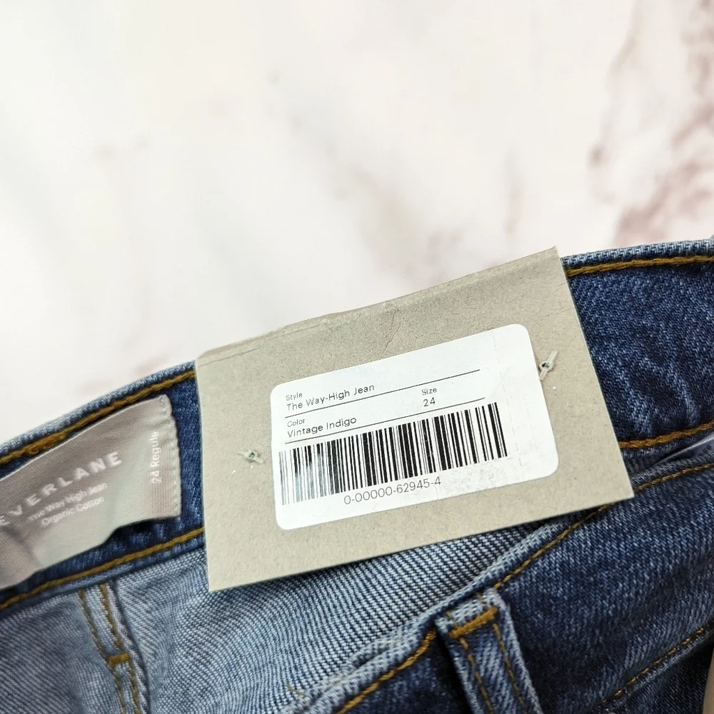 Everlane The Way High Jean Dark Wash Denim Straight Zip Fly Regular - Picture 10 of 11